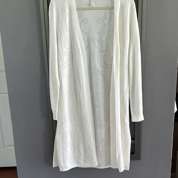 Chicos cream long knit duster sweater size 1 - Picture 6 of 8